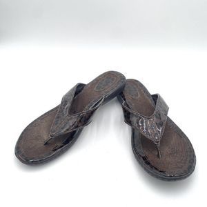 b.o.c. Born Concept Women's Cheetah Leopard Patent Leather Flip Flop Sandals 9